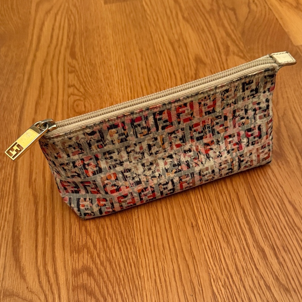 FENDI Zucchino Vitello Floral Forever Cosmetic Pouch